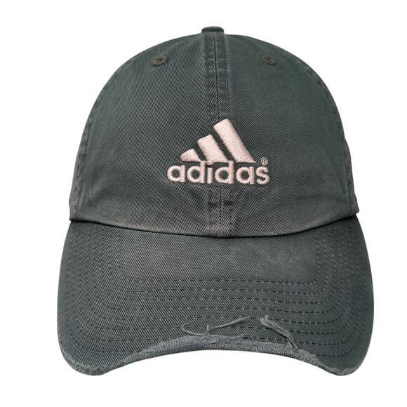 Adidas Slideback Baseball Cap Green One Size Adjustable Embroidered Distressed - Picture 1 of 10